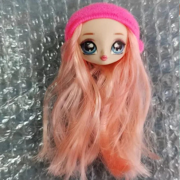 Planet Gates 1/12 Doll's Head Part with Cat Ear Hat Mini Lol Doll's Head Accessories Hat Can't Be Removed