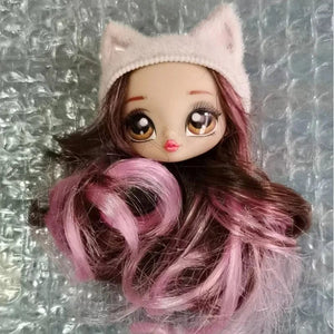 Planet Gates 1/12 Doll's Head Part with Cat Ear Hat Mini Lol Doll's Head Accessories Hat Can't Be Removed