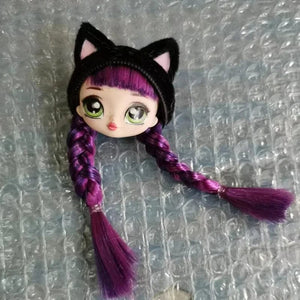 Planet Gates 1/12 Doll's Head Part with Cat Ear Hat Mini Lol Doll's Head Accessories Hat Can't Be Removed