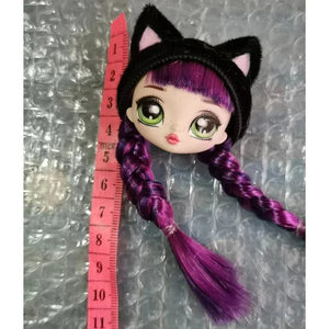 Planet Gates 1/12 Doll's Head Part with Cat Ear Hat Mini Lol Doll's Head Accessories Hat Can't Be Removed