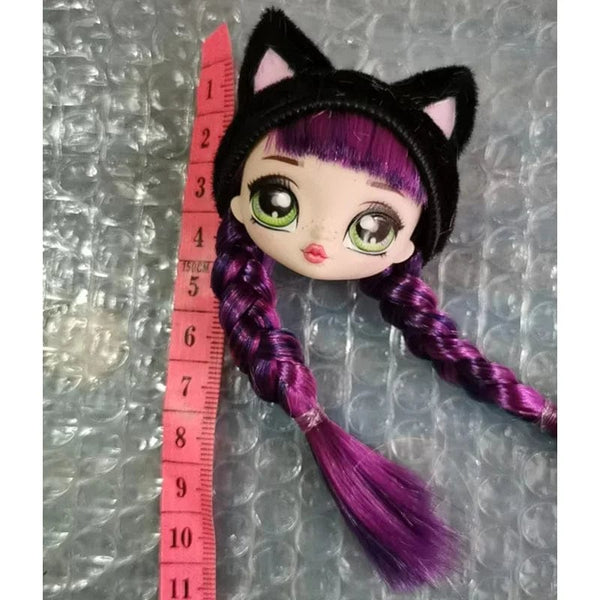 Planet Gates 1/12 Doll's Head Part with Cat Ear Hat Mini Lol Doll's Head Accessories Hat Can't Be Removed