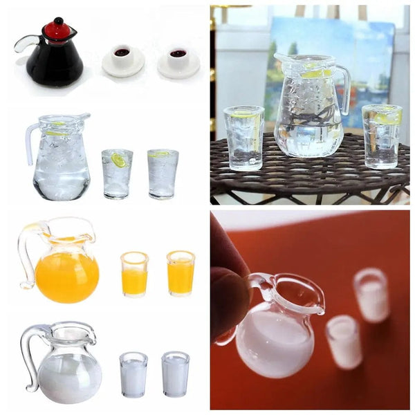 Planet Gates 1/12 Scale Simulation Miniature  Drinking Model Drinks Jug Cup Coffee Milk Lemon Water Orange Juice Doll Accessories