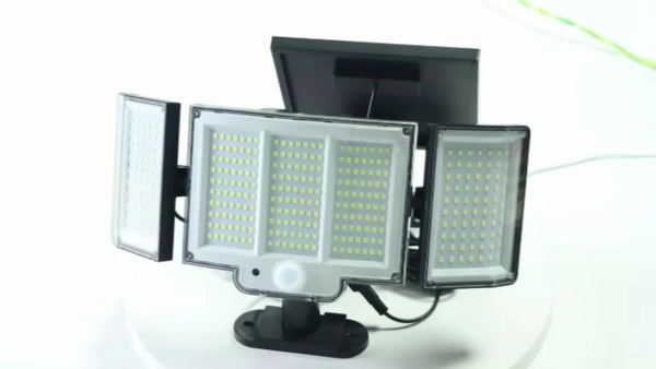 Planet Gates 1/2 Pack Solar Lights Outdoor, 348 LED Motion Sensor Lights With Remote Control, 3 Head Waterproof Security Lights, Solar Flood Wall Lights With 3 Modes For Outside, Garden, Patio, Yard