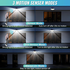 Planet Gates 1/2 Pack Solar Lights Outdoor, 348 LED Motion Sensor Lights With Remote Control, 3 Head Waterproof Security Lights, Solar Flood Wall Lights With 3 Modes For Outside, Garden, Patio, Yard