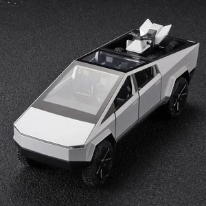 Planet Gates 1:24 Cybertruck Model Silver Pickup Truck Diecast Metal Toy Cars with Sound and Light for Kids Age 3 Year