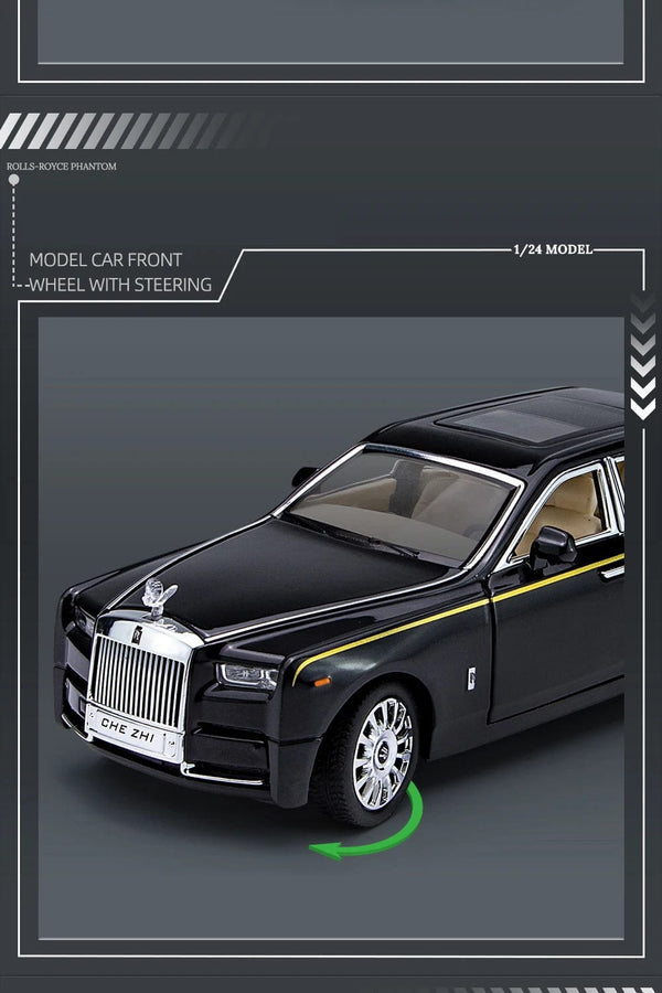 Planet Gates 1:24 RR Phantom Model Zinc Alloy Pull Back Diecast Toy Cars with Sound and Light for Kids Boy Girl Gift