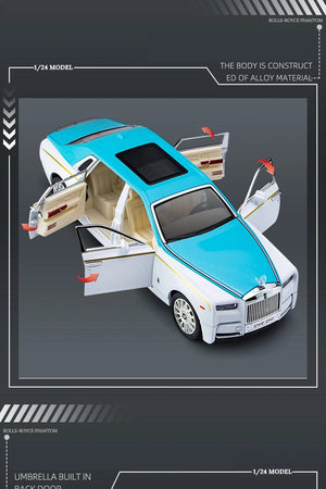 Planet Gates 1:24 RR Phantom Model Zinc Alloy Pull Back Diecast Toy Cars with Sound and Light for Kids Boy Girl Gift