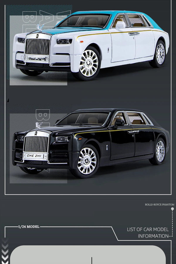 Planet Gates 1:24 RR Phantom Model Zinc Alloy Pull Back Diecast Toy Cars with Sound and Light for Kids Boy Girl Gift