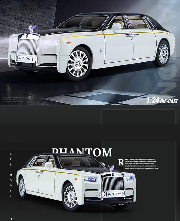 Planet Gates 1:24 RR Phantom Model Zinc Alloy Pull Back Diecast Toy Cars with Sound and Light for Kids Boy Girl Gift