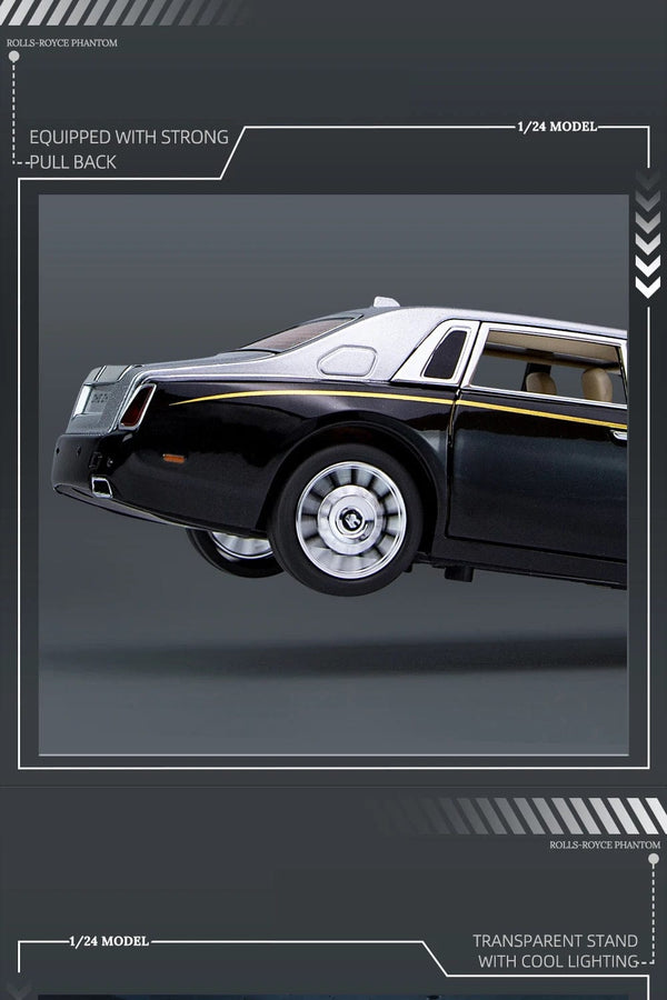 Planet Gates 1:24 RR Phantom Model Zinc Alloy Pull Back Diecast Toy Cars with Sound and Light for Kids Boy Girl Gift