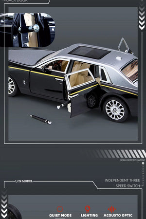 Planet Gates 1:24 RR Phantom Model Zinc Alloy Pull Back Diecast Toy Cars with Sound and Light for Kids Boy Girl Gift