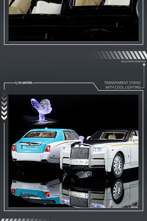 Planet Gates 1:24 RR Phantom Model Zinc Alloy Pull Back Diecast Toy Cars with Sound and Light for Kids Boy Girl Gift