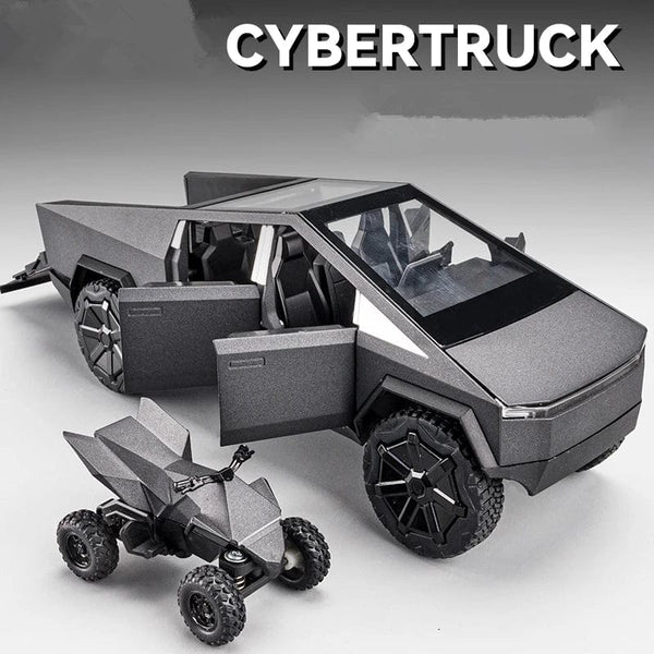 Planet Gates 1/24 Tesla Cybertruck Pickup Alloy Car Model Diecasts Metal Toy Off-road Vehicles Car Model Simulation Sound and Light Kids Gift