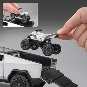 Planet Gates 1/24 Tesla Cybertruck Pickup Alloy Car Model Diecasts Metal Toy Off-road Vehicles Car Model Simulation Sound and Light Kids Gift