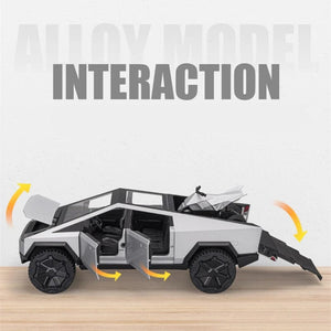 Planet Gates 1/24 Tesla Cybertruck Pickup Alloy Car Model Diecasts Metal Toy Off-road Vehicles Car Model Simulation Sound and Light Kids Gift