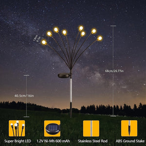 Planet Gates 1/2pack Solar Firefly Garden Lights, 16LEDS Solar Outdoor Swaying Lights By Wind, Warm White Waterproof Solar Powered Garden Decorative Lights For Yard Patio Pathway Landscape