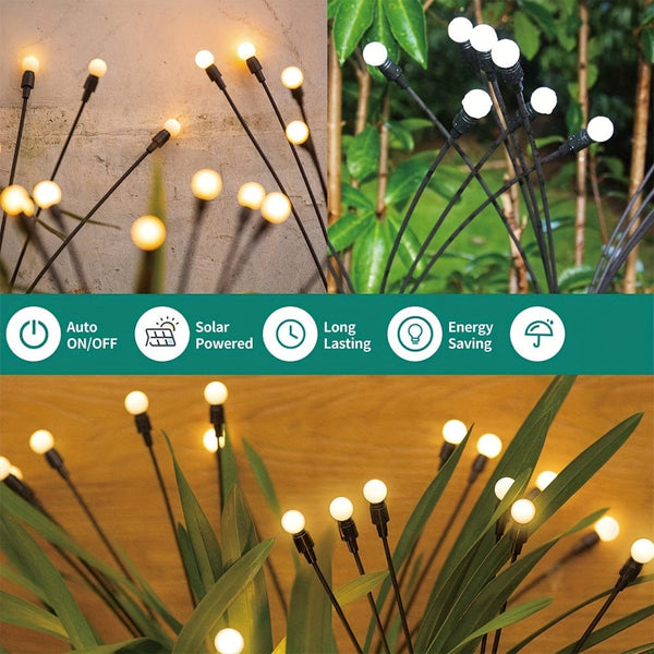 Planet Gates 1/2pack Solar Firefly Garden Lights, 16LEDS Solar Outdoor Swaying Lights By Wind, Warm White Waterproof Solar Powered Garden Decorative Lights For Yard Patio Pathway Landscape