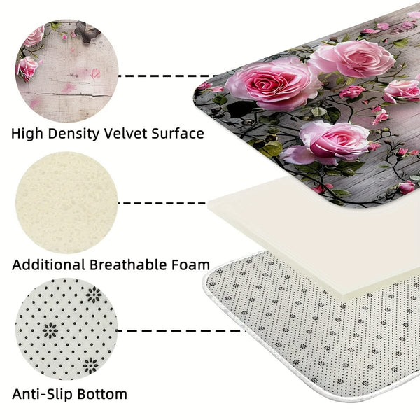 Planet Gates 1/2pcs, Carpet, Kitchen Mat, Flower Floor Mat, Kitchen Runner Rug, Durable Bathroom Pads, Non-slip Washable Blanket For Kitchen Living Room Bedroom Coffee Table Sink Laundry Room, Door Mat, Kitchen Floor Mat