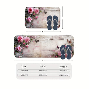 Planet Gates 1/2pcs, Carpet, Kitchen Mat, Flower Floor Mat, Kitchen Runner Rug, Durable Bathroom Pads, Non-slip Washable Blanket For Kitchen Living Room Bedroom Coffee Table Sink Laundry Room, Door Mat, Kitchen Floor Mat