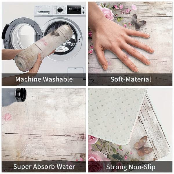 Planet Gates 1/2pcs, Carpet, Kitchen Mat, Flower Floor Mat, Kitchen Runner Rug, Durable Bathroom Pads, Non-slip Washable Blanket For Kitchen Living Room Bedroom Coffee Table Sink Laundry Room, Door Mat, Kitchen Floor Mat