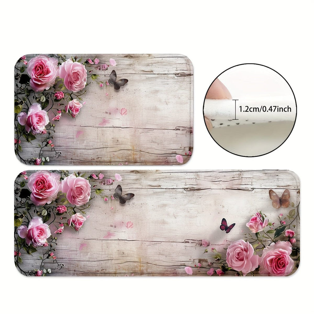 Planet Gates 45cm*75cm+45cm*120cm 1/2pcs, Carpet, Kitchen Mat, Flower Floor Mat, Kitchen Runner Rug, Durable Bathroom Pads, Non-slip Washable Blanket For Kitchen Living Room Bedroom Coffee Table Sink Laundry Room, Door Mat, Kitchen Floor Mat