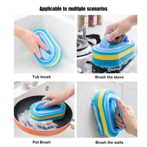 Planet Gates 1/2pcs Handled Bathtub Scrubber, Sponge Brush, Soft Magic Sponge Eraser Bathtub Ceramic Tile Cleaner, Kitchen Pool Scrub Cleaning Brush, Strong Scouring Pads Scrubbers, Dish Washing Abrasive Pads Brush, Tea Towel