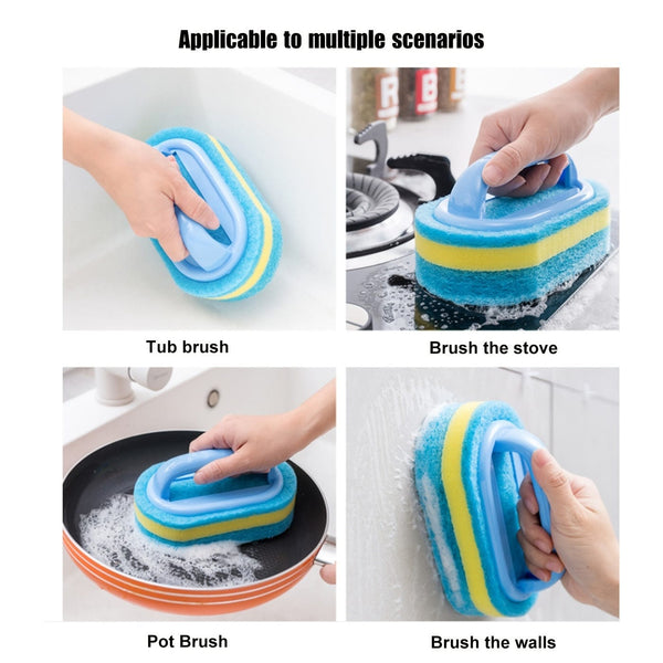 Planet Gates 1/2pcs Handled Bathtub Scrubber, Sponge Brush, Soft Magic Sponge Eraser Bathtub Ceramic Tile Cleaner, Kitchen Pool Scrub Cleaning Brush, Strong Scouring Pads Scrubbers, Dish Washing Abrasive Pads Brush, Tea Towel