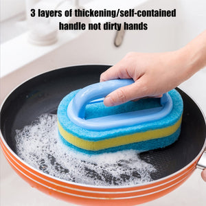Planet Gates 1/2pcs Handled Bathtub Scrubber, Sponge Brush, Soft Magic Sponge Eraser Bathtub Ceramic Tile Cleaner, Kitchen Pool Scrub Cleaning Brush, Strong Scouring Pads Scrubbers, Dish Washing Abrasive Pads Brush, Tea Towel