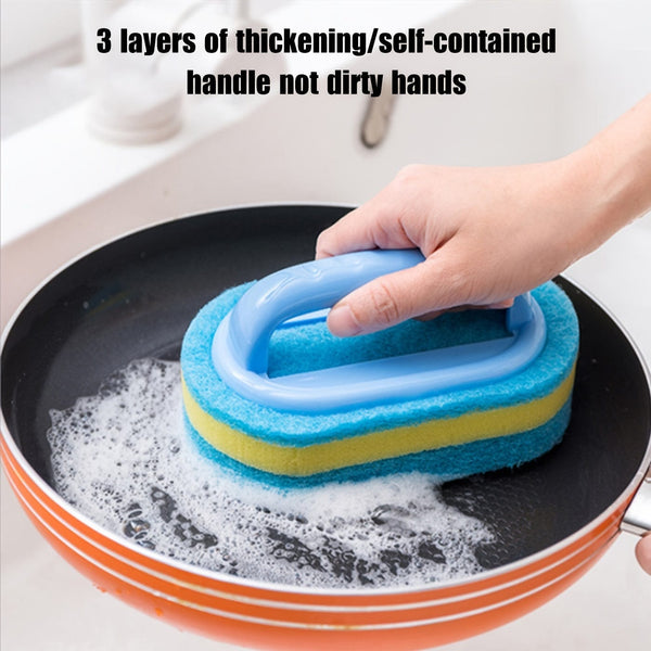 Planet Gates 1/2pcs Handled Bathtub Scrubber, Sponge Brush, Soft Magic Sponge Eraser Bathtub Ceramic Tile Cleaner, Kitchen Pool Scrub Cleaning Brush, Strong Scouring Pads Scrubbers, Dish Washing Abrasive Pads Brush, Tea Towel