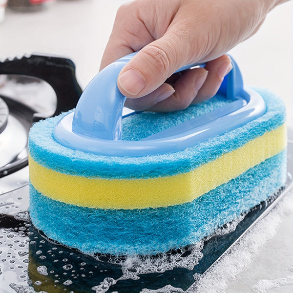 Planet Gates 1/2pcs Handled Bathtub Scrubber, Sponge Brush, Soft Magic Sponge Eraser Bathtub Ceramic Tile Cleaner, Kitchen Pool Scrub Cleaning Brush, Strong Scouring Pads Scrubbers, Dish Washing Abrasive Pads Brush, Tea Towel
