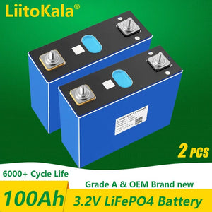 Planet Gates 1-2PCS LiitoKala 3.2v 105Ah 30Ah 50Ah LifePo4 battery high drain for diy 12V Solar Inverter Electric Vehicle c oach golf cart