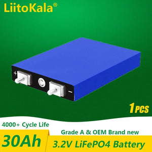 Planet Gates 1-2PCS LiitoKala 3.2v 105Ah 30Ah 50Ah LifePo4 battery high drain for diy 12V Solar Inverter Electric Vehicle c oach golf cart