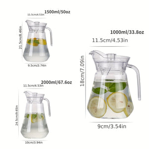 Planet Gates 1/2pcs, Plastic Pitcher With Lid, Easy Clean Heat Resistant Plastic Water Carafe With Handle For Hot/Cold Beverages - Water, Cold Brew, Iced Tea & Juice, Living Room Accessories, Restaurant Supplies