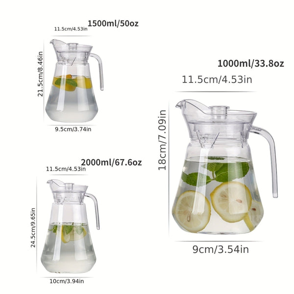 Planet Gates 1/2pcs, Plastic Pitcher With Lid, Easy Clean Heat Resistant Plastic Water Carafe With Handle For Hot/Cold Beverages - Water, Cold Brew, Iced Tea & Juice, Living Room Accessories, Restaurant Supplies