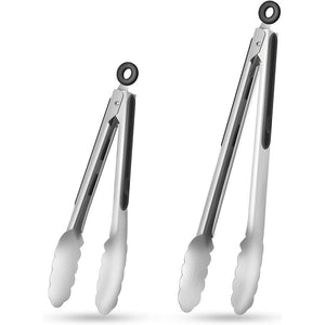 Planet Gates 1/2pcs, Stainless Steel Kitchen Tongs, Silicone Non-slip Handle, Lockable Barbecue Food Clip, 22.86 Cm And 30.48 Cm, Premium Silicone Rubber Grips, Independence Day Halloween Christmas Party Supplies.