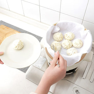 Planet Gates 1/3/5/10pcs Steamer Cloth, Steaming Pad, Non-Stick Steamer Pad, For Steaming Natural Vegetable, Seafood, Eggs, Buns, Dumplings, Round Drawer Cloth, Steaming Baguette, Household Cage Pad, Cotton Gauze Steaming Cloth,