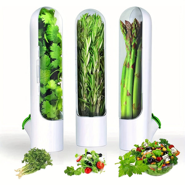 Planet Gates 1/3/6pcs Herb Crisper, Vegetable Crisper, Cilantro Herb Crisper, Vegetable Preservation Bottle, Fresh Food Preservation Coriander, Mint, Parsley, Asparagus, Vanilla Preservation Cup, Kitchen Supplies