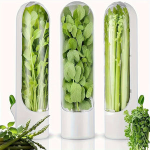Planet Gates 1/3/6pcs Herb Crisper, Vegetable Crisper, Cilantro Herb Crisper, Vegetable Preservation Bottle, Fresh Food Preservation Coriander, Mint, Parsley, Asparagus, Vanilla Preservation Cup, Kitchen Supplies