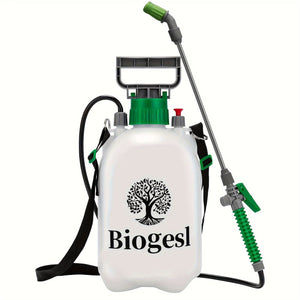 Planet Gates 1.3 Gallon / 5L 1 Set Garden Water Sprayer - 4.92 L Pump Pressure Bottle With 3 Nozzles, Adjustable Shoulder Strap & Pressure Relief Valve - Perfect For Plants & Cleaning!