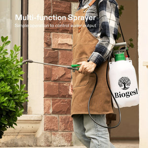 Planet Gates 1.3 Gallon / 5L 1 Set Garden Water Sprayer - 4.92 L Pump Pressure Bottle With 3 Nozzles, Adjustable Shoulder Strap & Pressure Relief Valve - Perfect For Plants & Cleaning!