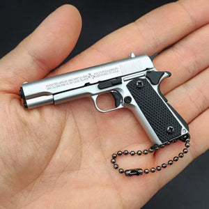 Planet Gates 1:3 Solid Wood Handle 1911 Metal Keychain Model Toy Gun Miniature Alloy Pistol Collection Toy Gift Pendant