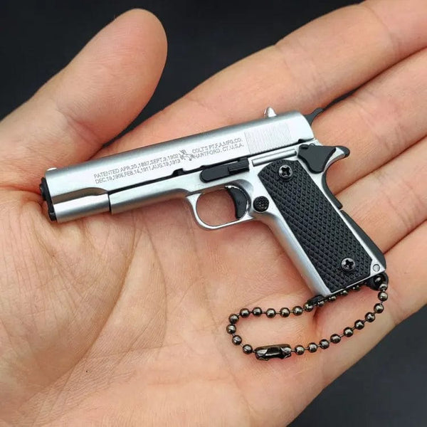 Planet Gates 1:3 Solid Wood Handle 1911 Metal Keychain Model Toy Gun Miniature Alloy Pistol Collection Toy Gift Pendant