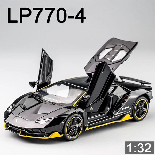 Planet Gates 1/32 Cars Toys Auto To Scale Lambor LP770 Diecast Model Cars Alloy Autos Toys Gift for Boys Pull Back Light Music Kids Car