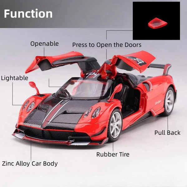 Planet Gates 1/32 Pagani Huayra Roadster Zonda Dinastia Miniature Toy Car JKM Diecast Super Sport Model Sound & Light Collection Pull Back