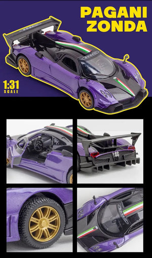Planet Gates 1/32 Pagani Huayra Roadster Zonda Dinastia Miniature Toy Car JKM Diecast Super Sport Model Sound & Light Collection Pull Back