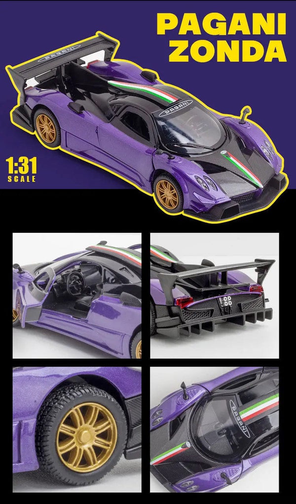 Planet Gates 1/32 Pagani Huayra Roadster Zonda Dinastia Miniature Toy Car JKM Diecast Super Sport Model Sound & Light Collection Pull Back