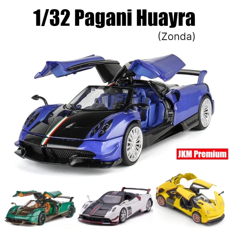 Planet Gates 1/32 Pagani Huayra Roadster Zonda Dinastia Miniature Toy Car JKM Diecast Super Sport Model Sound & Light Collection Pull Back
