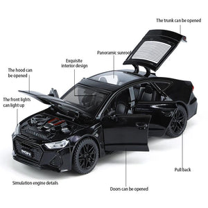 Planet Gates 1:32 RS7 Sportback Alloy Car Model Diecast Metal Sound Light Simulation Vehicle Collection Toy Gift for Kid Pull Back  One Piece