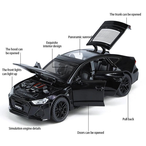 Planet Gates 1:32 RS7 Sportback Alloy Car Model Diecast Metal Sound Light Simulation Vehicle Collection Toy Gift for Kid Pull Back  One Piece