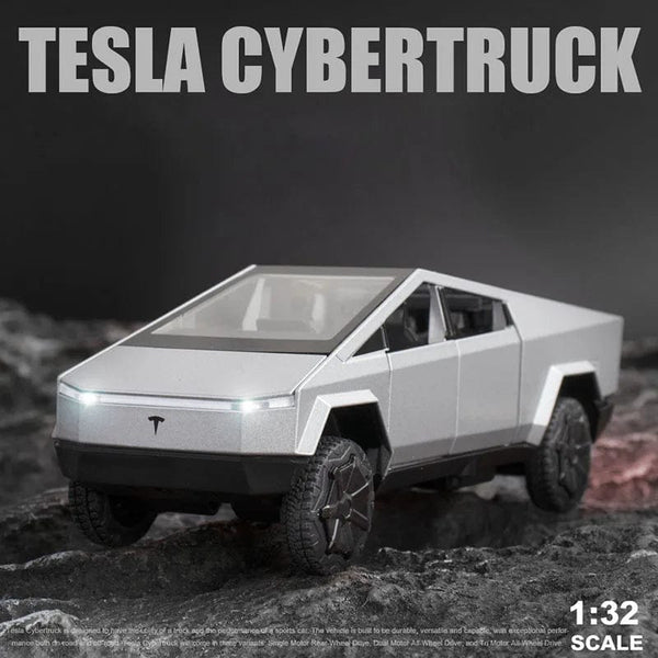 Planet Gates 1:32 Tesla Cybertruck Pickup Alloy Car Model Diecast Toy Vehicle Sound And Light Simitation For Children Christmas Gift Boy Toys